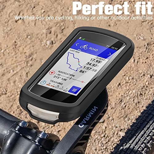 Ermorgen Silicone Case Compatible with Garmin Edge 1040/1040 Solar Case + 2 Tempered Glass Screen Protectors, Soft Silicone Case, All-Inclusive Shockproof Protection - Black — view 2