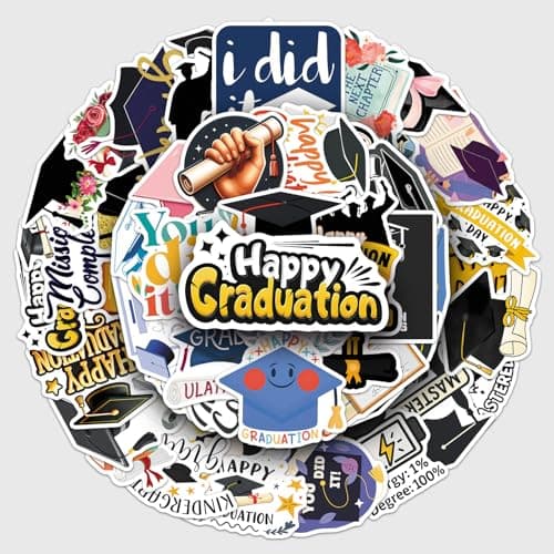 50PCS 2026 Graduation Stickers, Class of 2026 Stickers for Graduation Decorations Grad Cap Diploma Decals for Laptop, Skateboard, Phone Case, Luggage-Congrats Grad Decor for Teens, Adults, Boys, Girls — view 4
