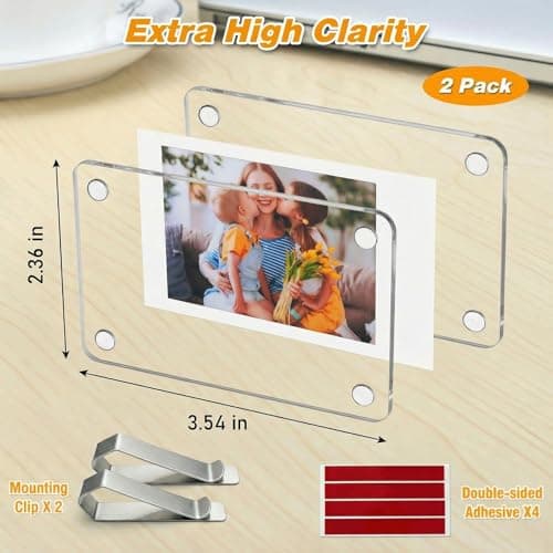 SUNEZLGO 2 Pack Car Picture Holder and Visor Photo Clip, Car Accessories, Acrylic Magnetic Car Photo Holder, Easy Install Universal Fit, Personalized Gift for Family Photos, Gifts for Boyfriend