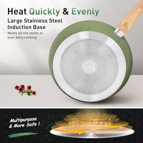 Kitchen Academy Pots and Pans Set Non Stick, 30 Pieces Induction Cookware and Bakeware, Green Granite Coating Cooking Sets — view 3