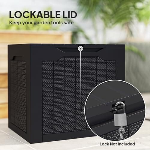 Outsunny 28 Gallon Deck Box, Resin Outdoor Storage Box with Handles, Waterproof and UV Resistant Storage Container for Garden Tools and Pool Supplies, Black — view 4