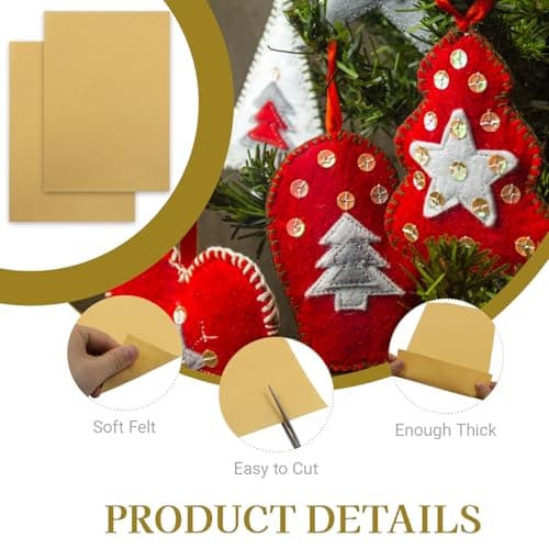HARSKIYER Beige Felt Fabric Sheets 12 Pcs, 7 x 11 Inch Stiff Felt Squares for Sewing, Crafts, DIY Projects, Patchwork, Embroidery (1mm Thick) — view 2