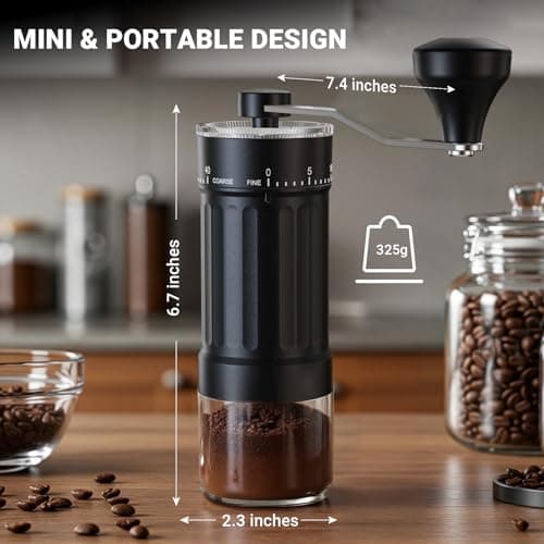 Mini Manual Coffee Grinder with 40 Adjustable Settings, Portable Hand Coffee Bean Mill with 30g Capacity, Conical Burr Coffee Grinder with Crank for Travel, Camping, Office, Espresso, Pour Over, etc — view 3