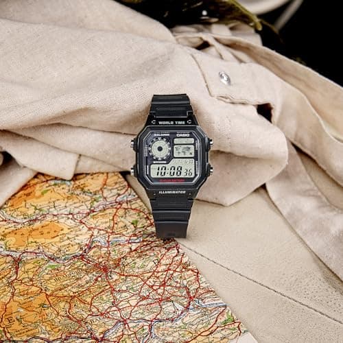 Casio Men's Classic Japanese-Quartz Watch with Resin Strap, Black, 21 (Model: AE1200WH-1A) — view 3