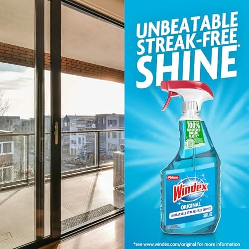 Windex Glass and Window Cleaner Spray Bottle, Packaging Designed to Prevent Leakage and Breaking, Surface Cleaning Spray, Original Blue Scent, 23 Fl Oz — view 5