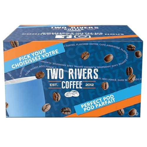 Two Rivers Coffee Flavored Coffee Pods Compatible with Keurig K Cup Brewers, Assorted Flavored Coffee, 40 Count
