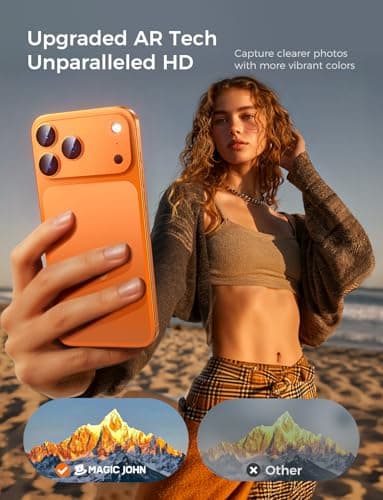 MAGIC JOHN 2 Pack Camera Lens Protector for iPhone 17 Pro Max, Full Coverage, Metal Aluminum Alloy Camera Lens Film, HD Clear, Scratch Resistant, Case-Friendly, Orange — view 3