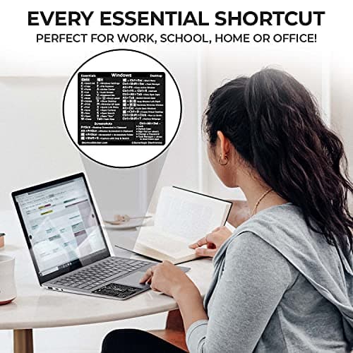 Synerlogic Windows PC Reference Keyboard Shortcut Sticker | Vinyl, Laminated Windows Shortcut Sticker for PC Laptop or Desktop | Shortcuts Cheat Sheet (Black/Small)