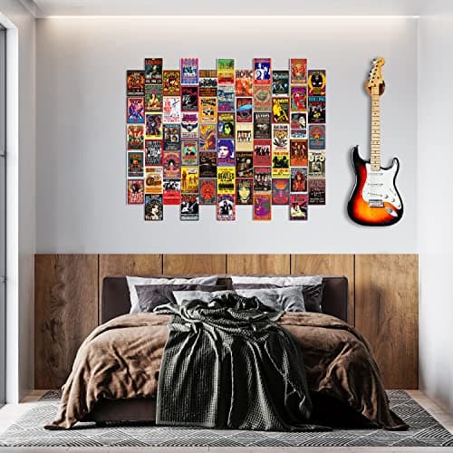 WOONKIT 60 PC Vintage Rock Band Posters for Room Aesthetic, 70s 80s 90s Retro Music Room, Bedroom Decor Wall Art, Concert Poster Wall Collage, Old Music Album Cover Prints (A 60 SET, 4X6 INCH) — view 5