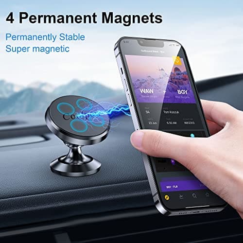 Coolpow【2 Packs Magnetic Phone Holder for Car【Strong Magnet】 Phone Holders for Your Car Phone Holder Mount【4 Metal Plate】 Universal Car Accessories for Women Men for iPhone Samsung Speakerphones — view 7