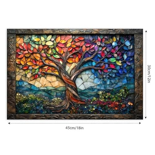 Mosaic Tree of Life Art Vintage Rustic Canvas Wall Art - 12x18in Unframed Poster- Home & Office Decor for Living Room, Bedroom, Kitchen & Cafe — view 5