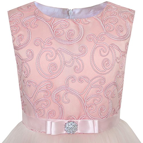 KP25 Flower Girls Dress Blush Belted Wedding Party Bridesmaid Size 8 Pink — view 2