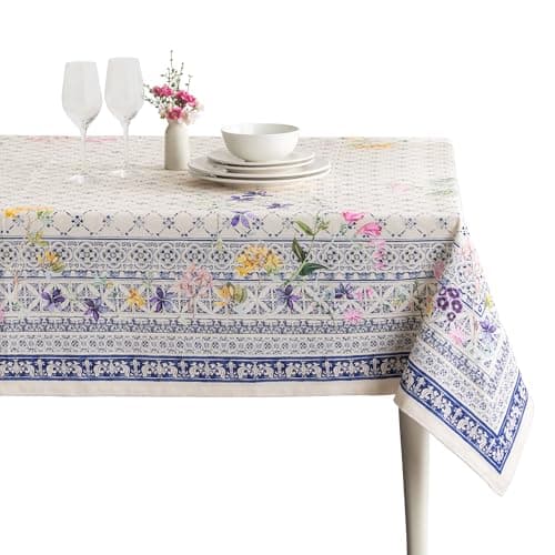 Maison d' Hermine Table Cloth Rectangle Table 100% Cotton 60 x 120 Inches Tablecloth Reusable Decorative for Dining Kitchen Room Farmhouse Party Home Hotel Restaurant Spring Summer - Faience