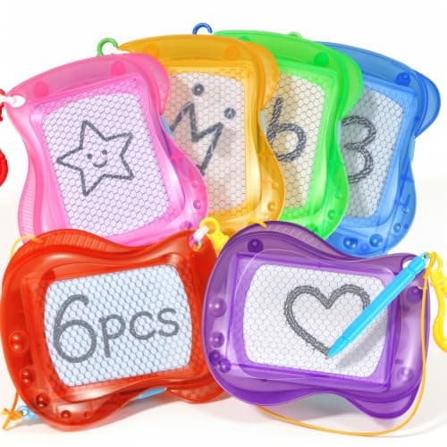 6 Pack Mini Magnetic Drawing Board for Kids, Erasable Keychain Doodle Board