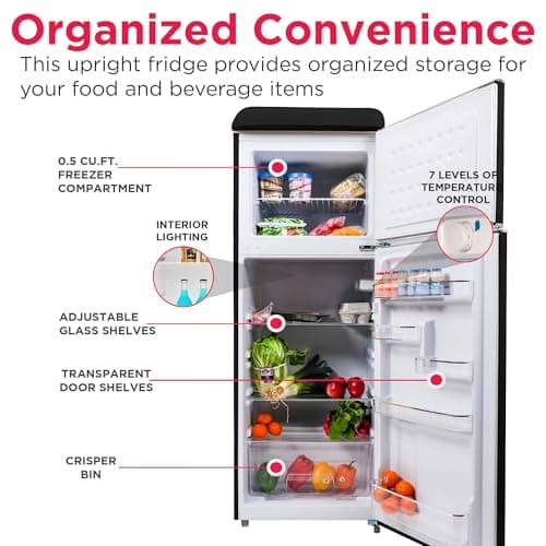 Frigidaire EFR756, 2 Door Apartment Size RETRO Refrigerator with Top Freezer, Chrome Handles, 7.5 cu ft — view 3