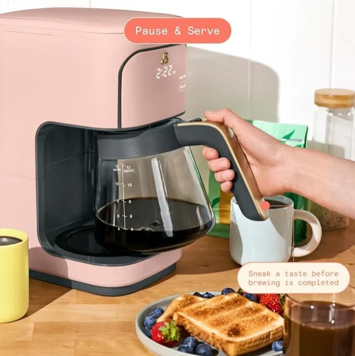 Beauti Coffee Maker 12 cup Programmable, Brewing Versatility, Advanced Programming, 1200 W, Keep Warm mode (Rose) — view 5