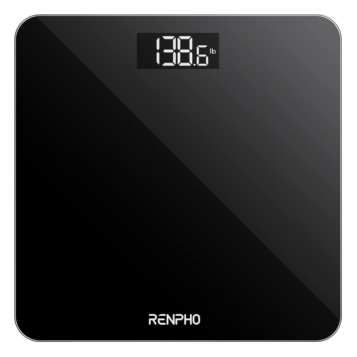 Báscula De Baño Digital RENPHO, Báscula De Peso Corporal De Alta Precisión Con Pantalla Iluminada, Graduación de 0,1 lb (50 g) precisión, Tecnología Step-On, 180kg/400lb, Negro, Core 1S