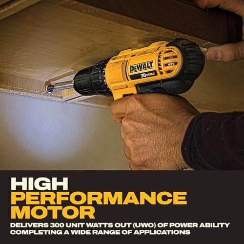 DEWALT 20V Max Cordless Drill Driver Set, 2 Speed, High Performance Motor, Includes 2 XR 1.3Ah Li-Ion Batteries, Charger and Contractor Bag (DCD771C2) — view 3