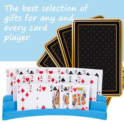 GHERPTE 2 Pack Three-Layer Design Playing Cards Holders，Playing Card Holder for Kids Adults Hands Free Card Holder for Family Card Game Nights Poker Parties — view 5
