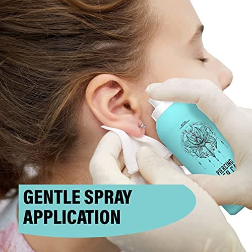 Base Labs Piercing Aftercare Spray 4oz Cleanses, Sterilizes & Soothes Saline Solution for Piercings Piercing Aftercare Healing Treatment for Ears, Nose, Body, Belly Piercings 120ml — view 2