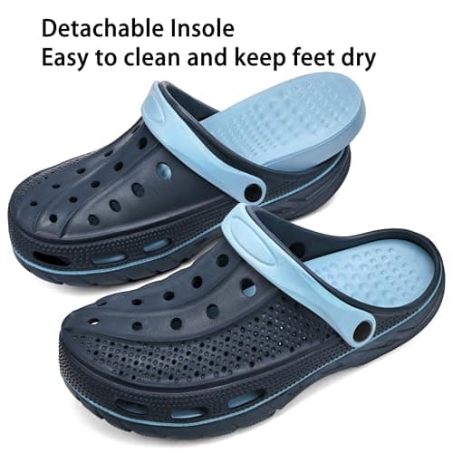INMINPIN Women and Men Orthopedic Clogs Arch Support Garden Shoes Sandals Slippers with Plantar Fasciitis Feet Insoles,Retro Navy,12.5-13.5 Women/11-11.5 Men — view 4