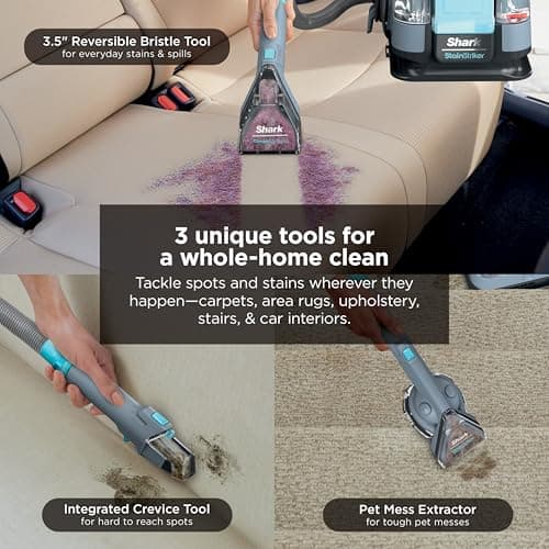 Shark Stain Striker, Portable Carpet, Upholstery and Area Rug Cleaner, 4 Tools, Full Size Solutions, Stain and Odor Remover, Blue, 1 Count — view 5