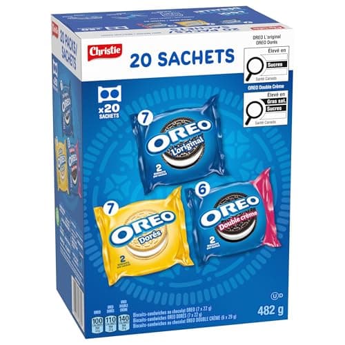 OREO, 20 Snack Packs (Individually Wrapped), 40 Cookies, School, Lunch, Travel, Gift, Birthday, Bulk Variety Pack of OREOs Original Chocolate & Double Stuf & Golden Vanilla Sandwich Cookies, 482g — view 12