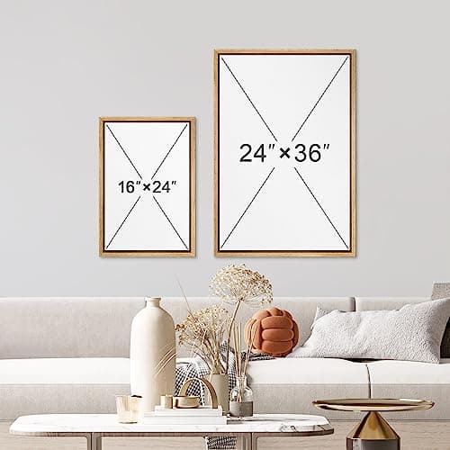 wall26 Framed Canvas Print Wall Art Set Gray & Tan Color Block Ocean Wave Overlay Nature Wilderness Digital Art Modern Art Rustic Scenic for Living Room, Bedroom, Office - 24"x36"x3 Natural — view 5