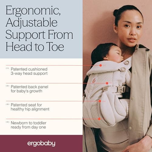 Ergobaby Omni Classic Baby Carrier for Newborn to Toddlers 0-48 Months (7-45 lbs) - 4-Position 100% Premium Cotton Baby Carrier with Ergonomic Support - Onyx Black — view 2
