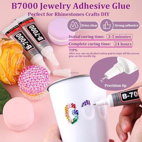 22000Pcs Resin Rhinestones for Bedazzling with Tweezers, Multicolor 2/3/4mm Rhinestones for Crafting with 3Pcs 10ml B7000 Jewelry Glue for DIY Crafts Clothing Tumblers Shoes Fabric Nail Art — view 4