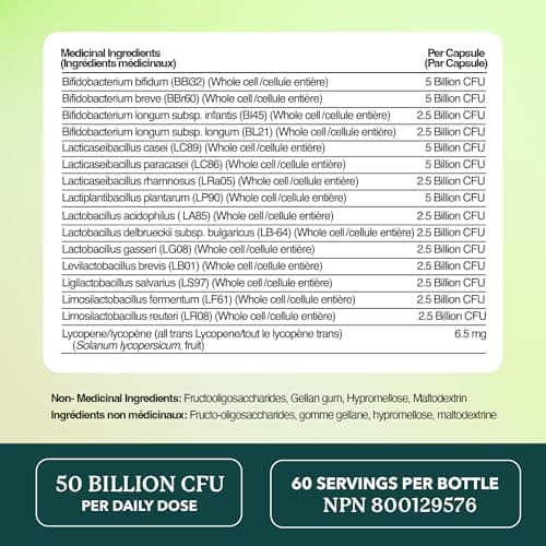 Probiotics for Men | Gut Health & Prostate Support | 50 Billion CFU with 15 Probiotic Strains | With Lycopene for Prostate Support | Men’s Gut Health Supplements | Non-GMO | Made in Canada | 60 Ct — view 5
