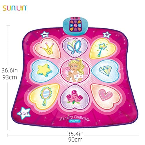 SUNLIN Dance Mat, Girls Toys Gifts for Kids Age 3-8, Dance Pad with LED Lights, Adjustable Volume, Built-in Music, 3 Challenge Levels, Christmas Birthday Gift for Girl 3-10 Years Old — view 4