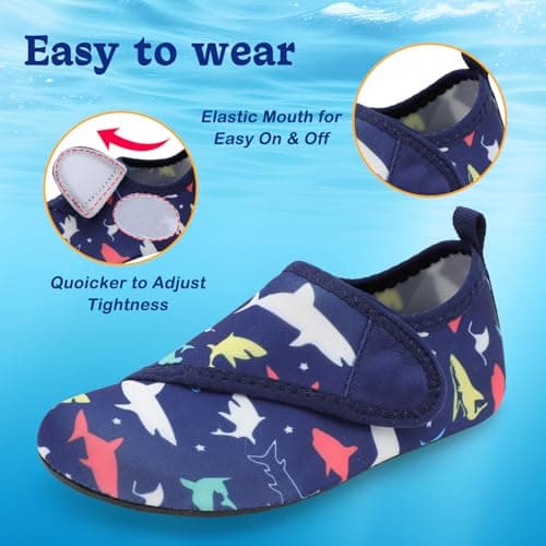 JOINFREE Girls and Boys Beach Water Shoes Kids Summer Walking Swimming Shoes BlueRedShark 1-2 Big Kid — view 4