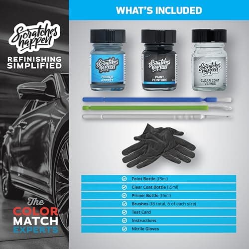 ScratchesHappen Exact-Match Touch Up Paint Kit - Lightning Blue/Octane Blue Metallic (D06) for Mitsubishi - Preferred (Paint + Clear Coat + Primer)