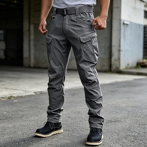 Men's Tactical Pants Work Pants Water Resistant Hiking Pants Military Combat Cargo Pants, Grey, X-Large — view 3