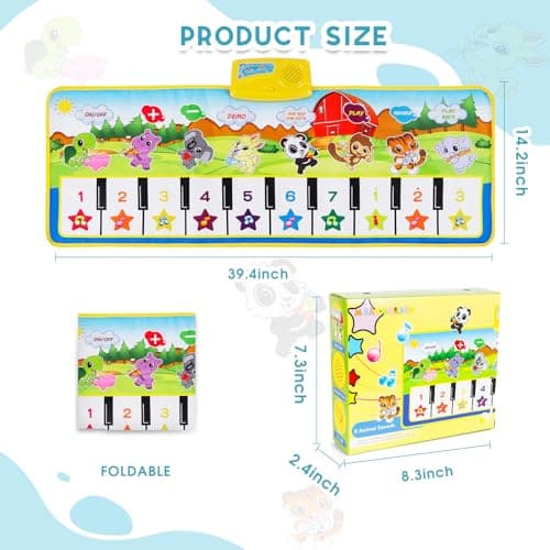 M SANMERSEN Piano Mat, 39.5 inch X 14 inch Musical Mat 8 Instrument Sounds Piano Mat for Toddlers Touch Play Dancing Mat Toy for 1 2 3 Year Old Girls Boys Gifts — view 6