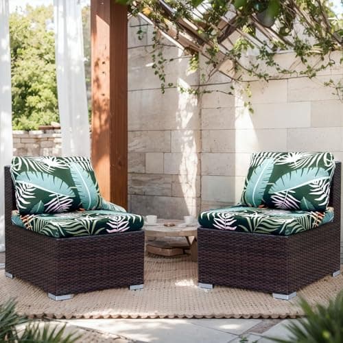 OKYUK 8pcs Stretch Patio Sofa Couch Cushion Covers,Outdoor Cushion Covers Replacement,Couch Slipcovers Sofa Seat Cover Cushion Cover Porch Patio Washable Furniture Protector(Cover Only,Green Forest) — view 5