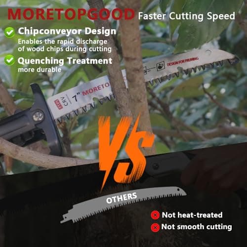 MORETOPGOOD 7 Inch Arc Curved Reciprocating Saw Blade with Chipconveyor Design, 7TPI Japanese Teeth with Arc Edge Wood Pruning Saw Blades for Tree Trimming, Wood Cutting,3-Pack — view 3