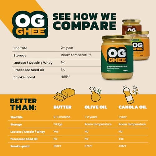 OG GHEE | 420g | Hormone and Antibiotic Free, Clarified Butter, Caramelized Flavour, Keto and Paleo Friendly, Gluten Free, Lactose and Casein Free, Carnivore — view 3