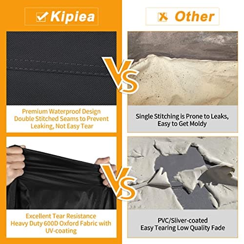 Kipiea 600D Patio Furniture Covers Waterproof Winter, Outdoor Furniture Set Covers for Table Chairs, Heavy-Duty Outdoor Sofa Covers with Anti UV and No Tears, No Fading (98" L x 98" W x 36" H) — view 8