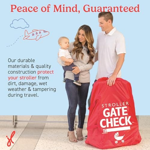 J.L. Childress Gate Check Bag for Single & Some Double Strollers - Travel Bag for Airplane, Fits Most Standard Baby Strollers, Airport Accessories for Gate Check, Flying Essentials - Red — view 5