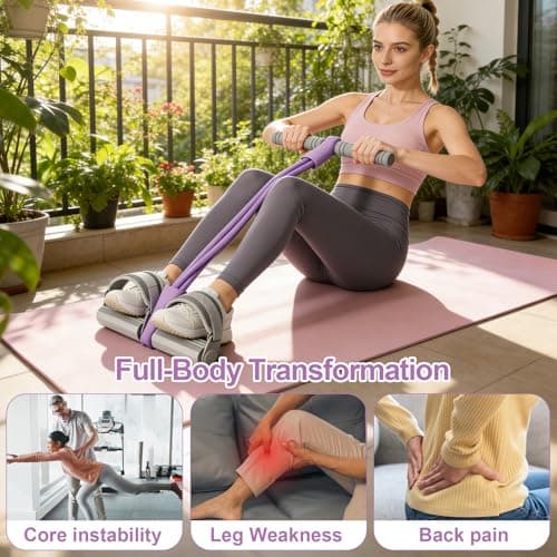 Rantuia Resistance Bands with Handles, Adjustable Foot Pedal Resistance Band, 6-Tubes Pure Natural Rubber Pedal Resistance Band, Foot Pedal Resistance Band Suitable for Abdomen, Hands, Legs and Arms — view 3