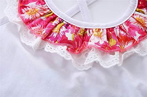 Mud Kingdom Toddler Girls Skorts Sets Cold Shoulder Sleeveless Backless Halter Lace Collar Floral Print 2 Piece Yellow 2T — view 4