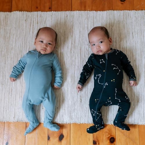 ZIPPYJAMZ Baby Sleepers, Organic GOTS Cotton Footed Onesies, Inseam Zipper for Quicker and Easier Diaper Changes - Galaxy Love - Navy (3-6 Months) — view 6