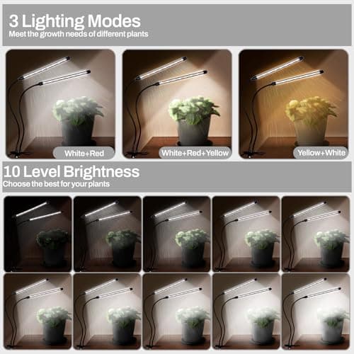 LEOTER Grow Lights for Indoor Plants - 84 LED Full Spectrum Clip Plant Growing Light (2 Heads Light) — view 2