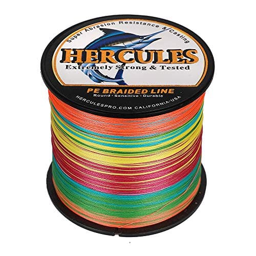 HERCULES Braided Fishing Line 1000m 1094yds 6lbs-100lbs Pe 4 Strands (Multicolor 20lb/9.1kg 0.20mm) — view 3
