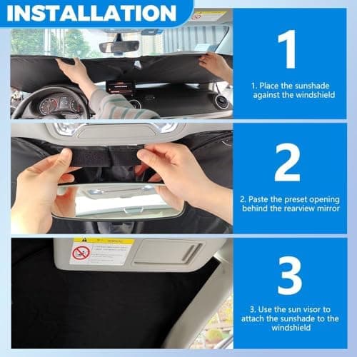 Car Windshield Sun Shade,Foldable Sun Shade for Car Windshield with Storage Bag Compatible with Jeep Grand Cherokee 2011-2026,Oxford Cloth Cars Suns Shades Keep Interior Cool — view 4