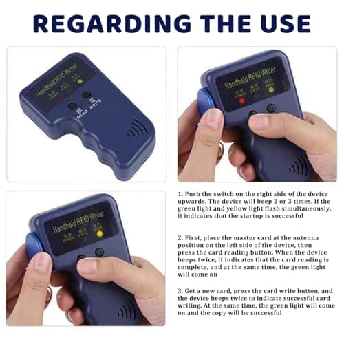 125KHz Proximity ID Duplicator Handheld RFID Reader Writer Set, Portable Key Copy Machine with 5 Writable Key Fobs, Not Include Battery, Cloning Tool — view 4