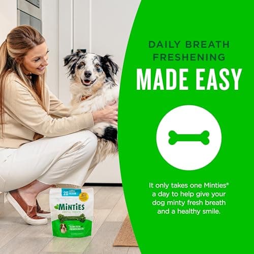Minties Dental Chews for Dogs, 60 Count, Vet-Recommended Mint-Flavored Dental Dog Treats for Medium Dogs, Bones Clean Teeth, Fight Bad Breath, and Removes Plaque and Tartar — view 5