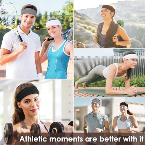 Ztomine Headbands for Women, 8pcs Stretchy Non Slip Soft Cotton Cloth Hair Bands for Sports, Workout, Yoga and Running — view 2